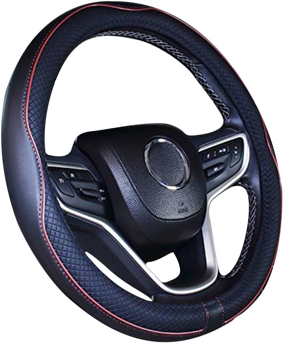 Lederen autostuurhoes, 15 inch/38 cm, wijnrood