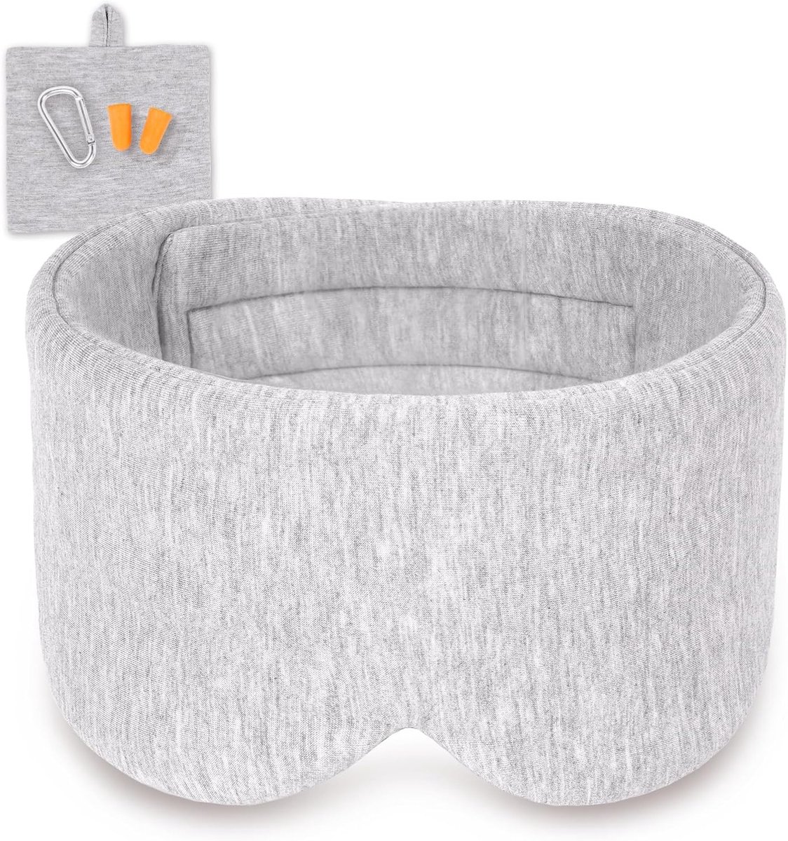 Slaapmasker voor mannen en vrouwen groot met klittenband lichtgrijs