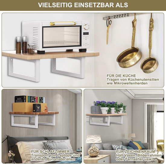 4 x frame, wastafelhouder, houders voor planken, consoledragers voor wastafel, plankhouder, handdoekhouder, wit, 40 cm — afbeelding 2