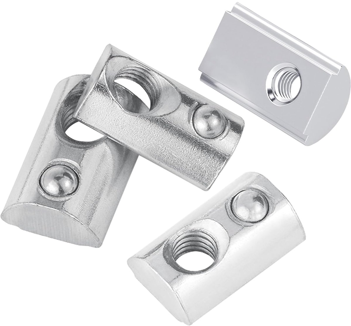 50 stuks Nutenstein M4 moer 8 met centrering veerbal voor 3030 Alu Profiel 8mm, 30 Serie Nutenstein M4 Roestvrijstalen glijmoer