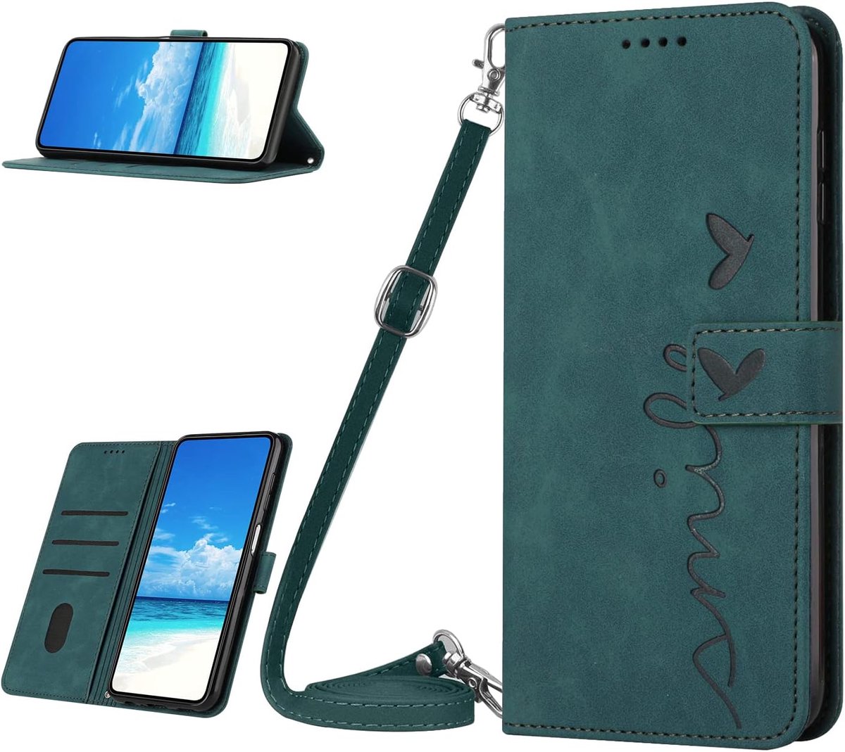 Hoesje voor Google Pixel 7 Pro, PU-leren Flip crossbody met [kaartsleuven] [standfunctie] [magneetsluiting] telefoonhoes voor Google Pixel 7 Pro - Groen