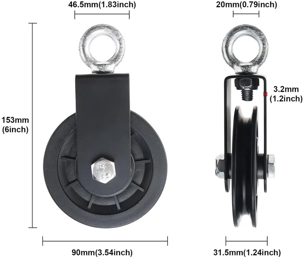 90 mm wielen – 360° rotatie – Geschikt voor doe-het-zelfprojecten thuis/krachttraining/sportschool – Rollersysteem