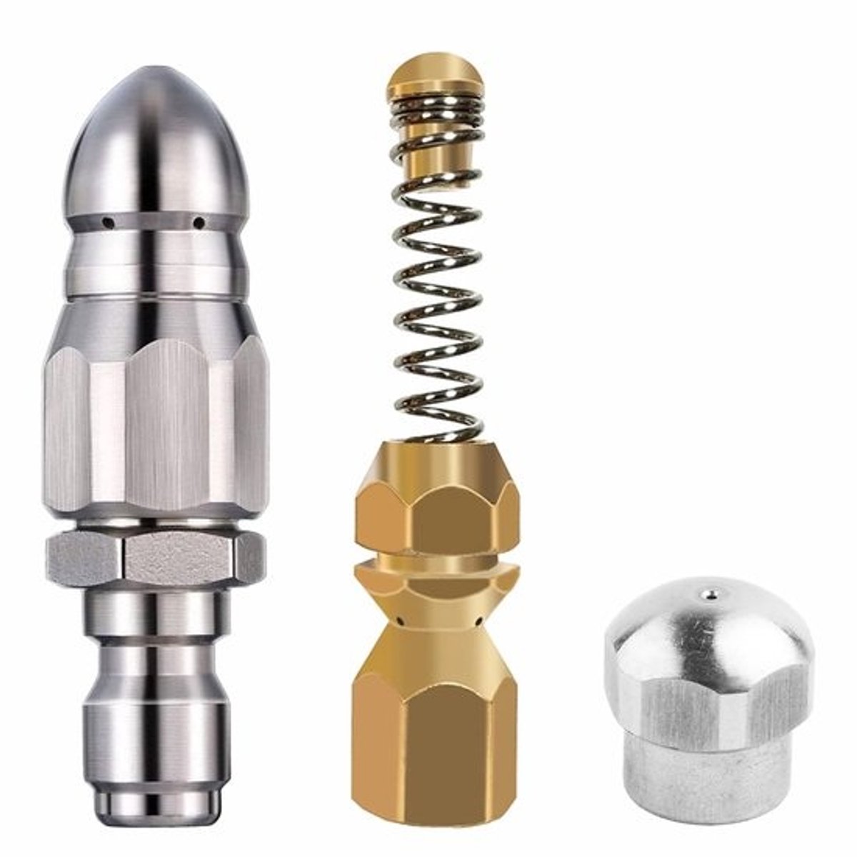 Dailygoods - 3 stuks hogedrukreiniger-kanaalspoelmondstukken - Roestvrij staal voor 1/4 inch - Voor afvoeren en buisreiniging