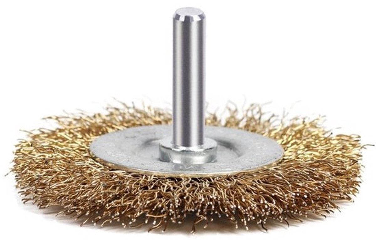 Set van 10 draadborstels - Voor het verwijderen van roest en verf - Voor het reinigen van hout - Borstel 50mm - Met bevestiging voor boormachine