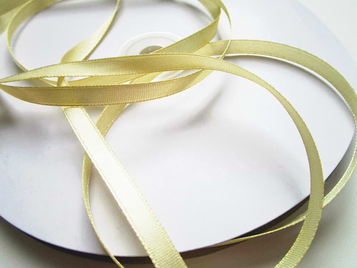 100 m lint 6 mm cadeaulint stoffen lint decoratielint decoratie bruiloft felicitaties Kerstmis (100 m, licht goud)