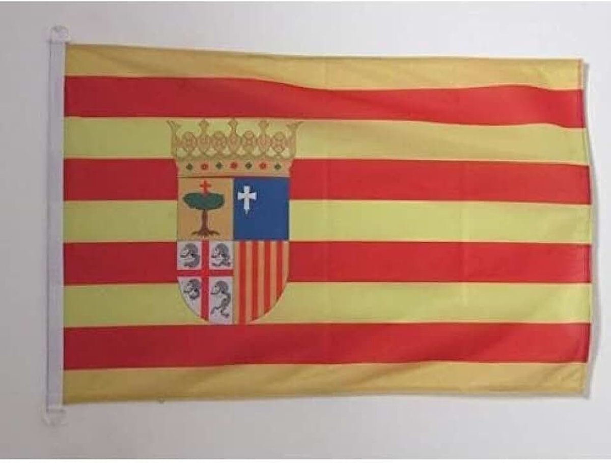 Bootvlag Aragón 90x60 cm Mesh Polyester Plastic Ringen | Buiten en nautisch gebruik bootvlag weerbestendig met dubbel gestikte naden en verstevigde randen met kunststof ringen
