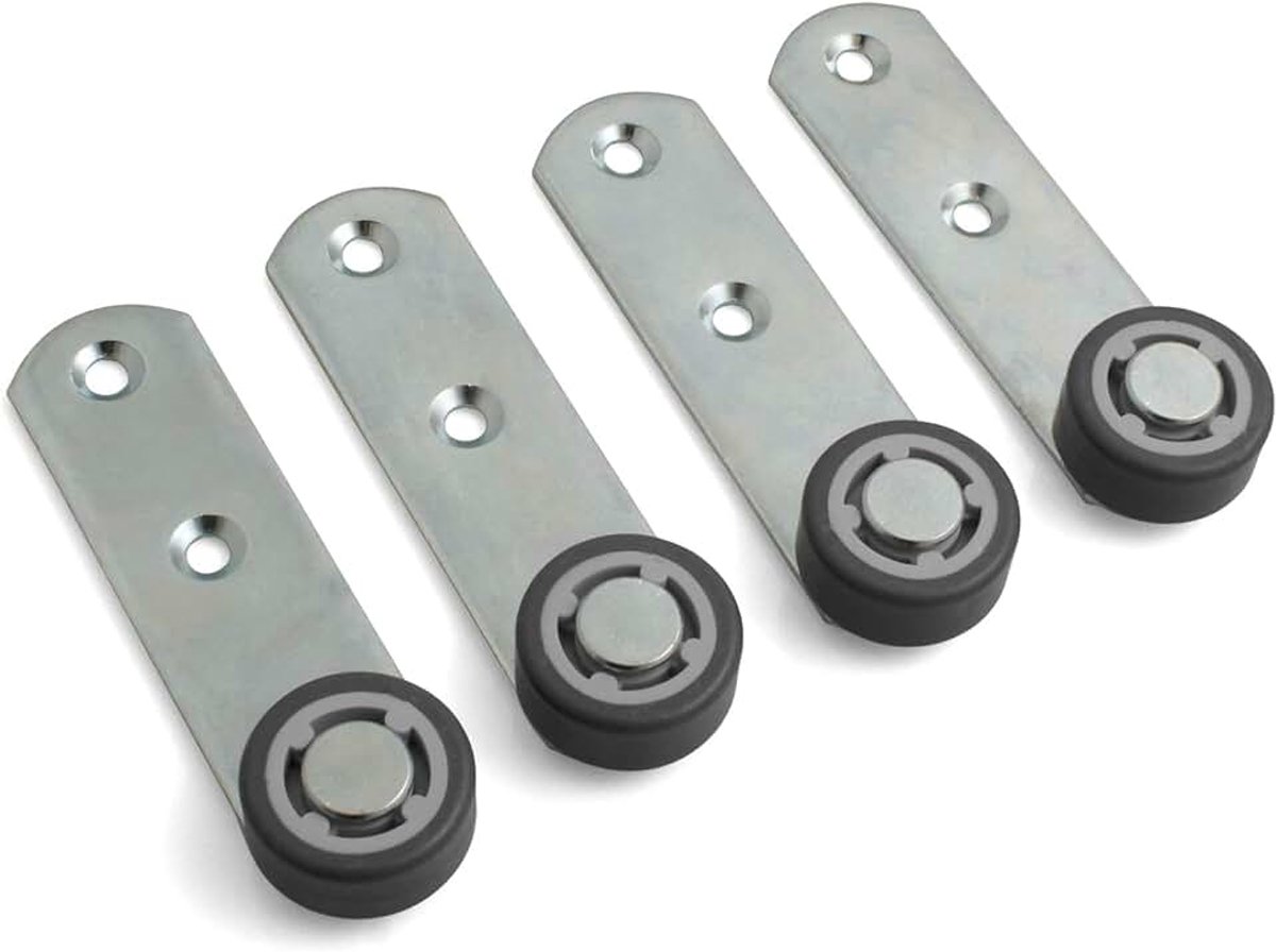 4x hendel 100x28x3 mm met rol Ø 30 x 14 mm met zacht loopvlak