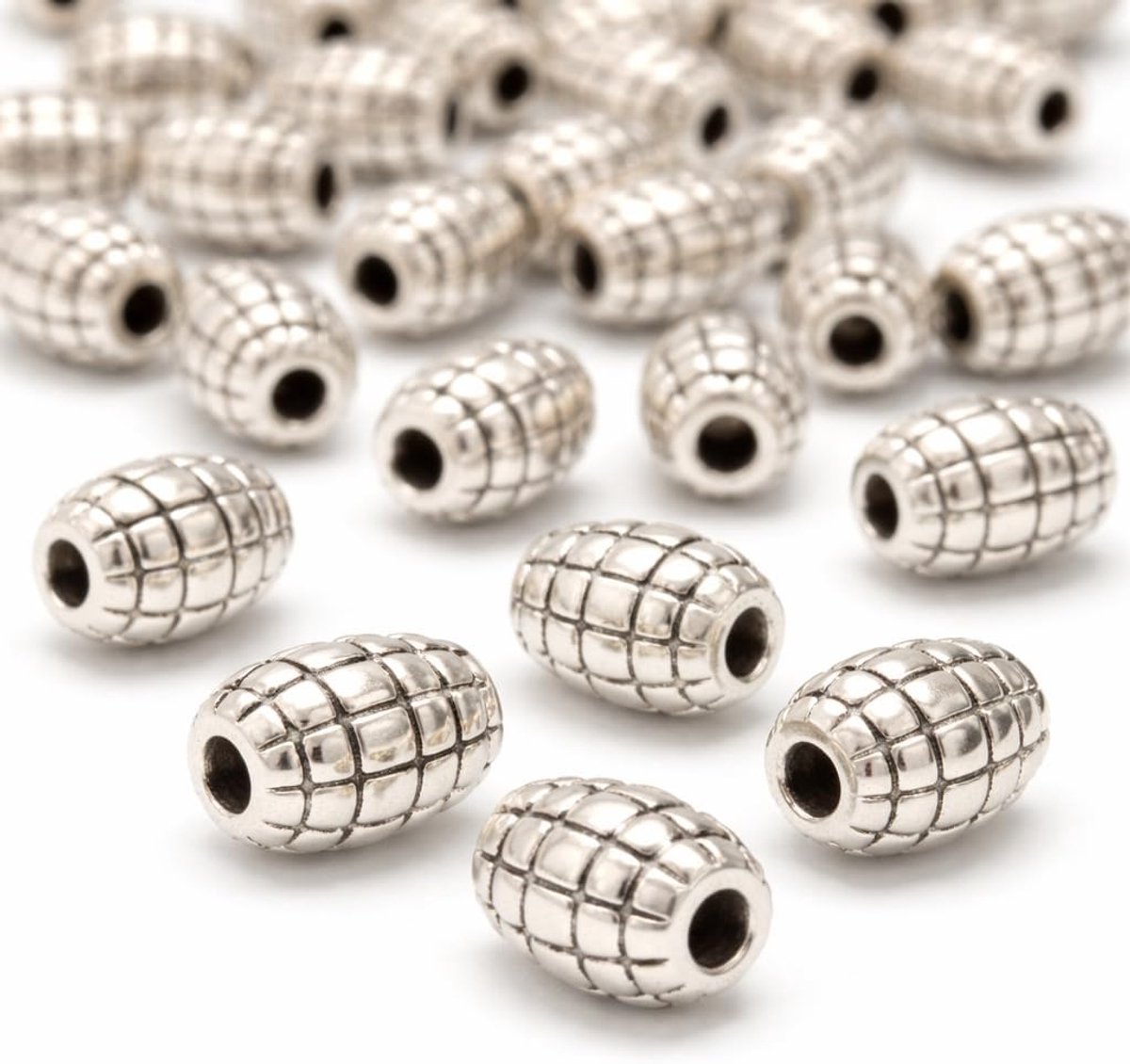 50 stuks messing metalen kralen ovaal bijenstok kralen spacer set 7 mm zilver losse tussenparels tussenstukken voor het maken van sieraden