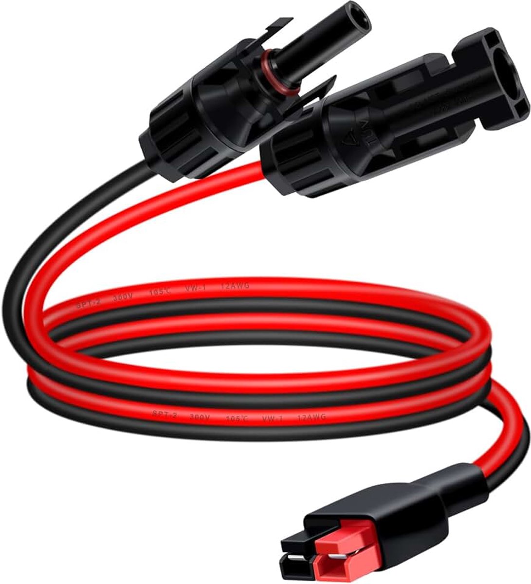 Zonnepaneel naar Anderson-stekker, 6 mm², 12 AWG, verlengkabel van Anderson- naar zonnepaneelconnector, IP67 waterdicht, MC4-connector voor zonnepanelen, draa (2 m/6.5 voet)