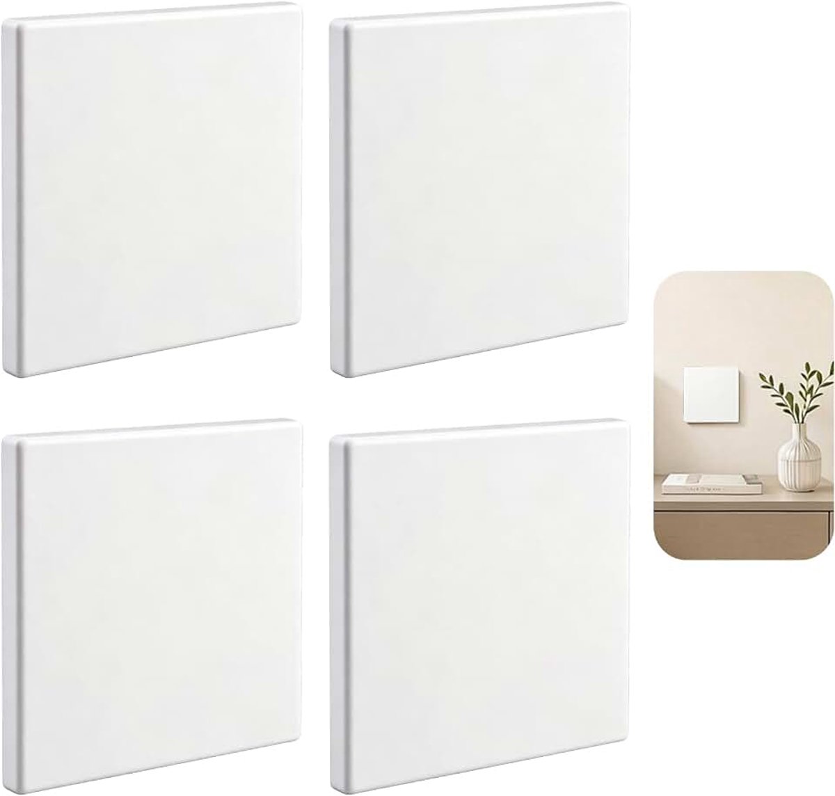 Blinde afdekkingen inbouw, 8,6 x 8,6 cm, zelfklevende stopcontactafdekking, lichtschakelaarafdekking, stopcontact, wit, voor ongebruikte stopcontacten of schakelaars
