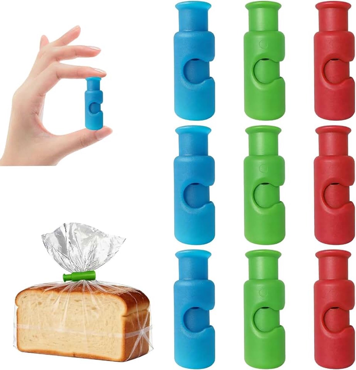 Set van 9 zakjes zakjes – herbruikbare sluitclips voor zakjes, veerklemmen, zaksluiting voor keuken, snack, brood en vrieszakken