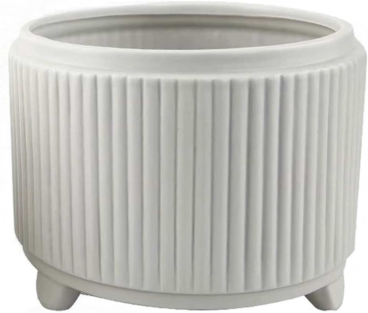 Pot Voor Kamerplanten Eenvoudige en veelzijdige keramische plantenbak, hoge voet, verticale strepen, ademende vetplantpot met afvoergaten Decoratieve Plantenpotten(Gray)