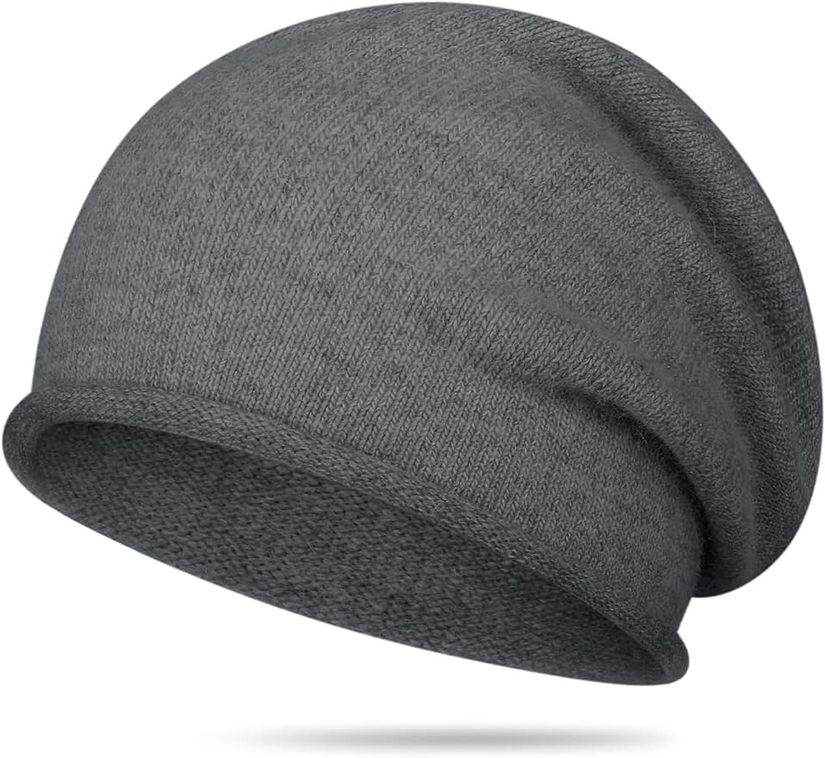 Beanie muts voor heren en dames, kasjmier slouch beanie muts, wintermuts, warme beanie muts eiken manchet lange beanie voor herfst en winter