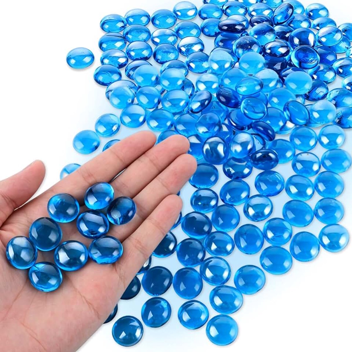 Stenen, lichtblauw, 4 kg, mugggelstenen, 17-19 mm, glazen nuggets voor vaas, aquarium, bloempot, tafeldecoratie, doe-het-zelf knutselen, mozaïek en bruiloftsdecoratie