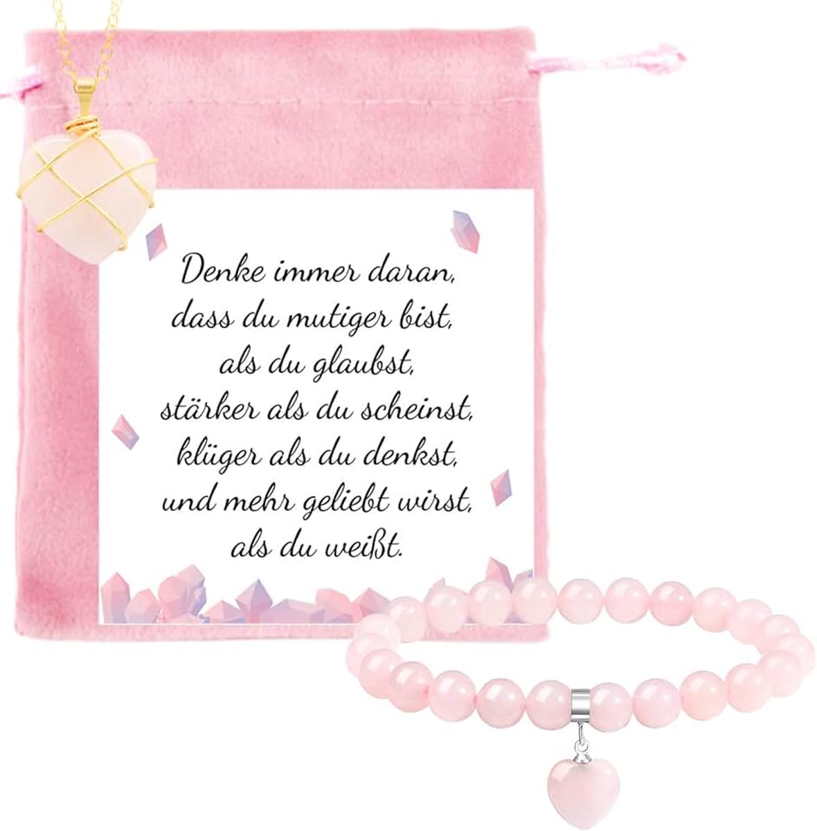 Armband met rozenkwarts, rozenkwarts, armband van kristalkralen, 8 mm glazen kralen, cadeau-idee voor dames, vriendschap