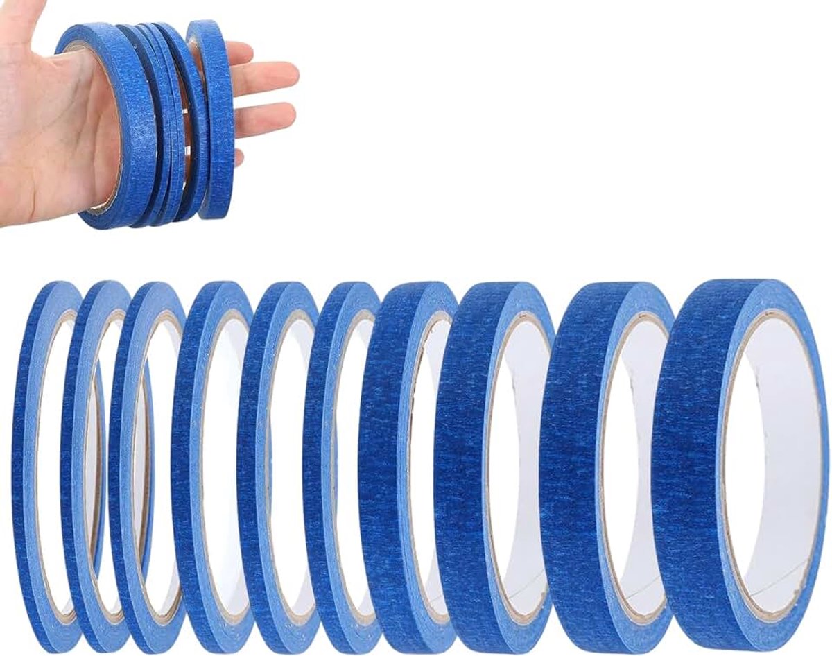 Rollen Afplakband 3/5/10/12/15/20 mm x 20 m 6 breedte-opties blauw afplakband schilderen voor decoratie handwerk en carrosserie en knutselen