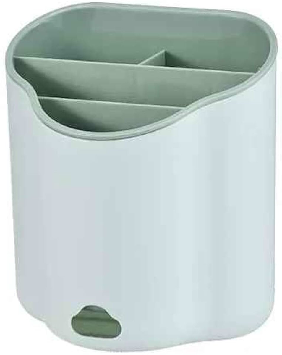 Bestek Organizer Houder, Dubbellaags Drainboard, Multi-Compartiment Storage Rack (Groen)