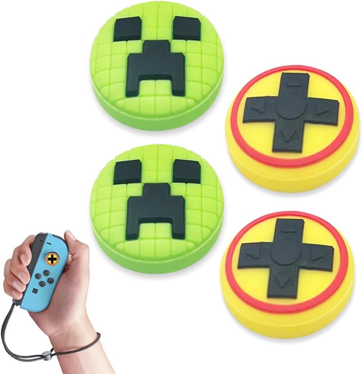 4 Pcs Duim Grip Caps voor Nintendo Switch,Thumbstick Caps voor Switch Lite, Joystick Caps, Joystick Duim Grip Caps,Joystick Caps Compatibel voor Switch&Switch Lite&Switch OLED (Groen en Geel)