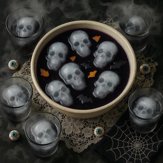 Mallen Halloween bakvorm skelet taartvorm siliconen taartbakvorm Halloween mousse zeep doodskop ijsblokjesvorm motief bakvormen 3D — afbeelding 4