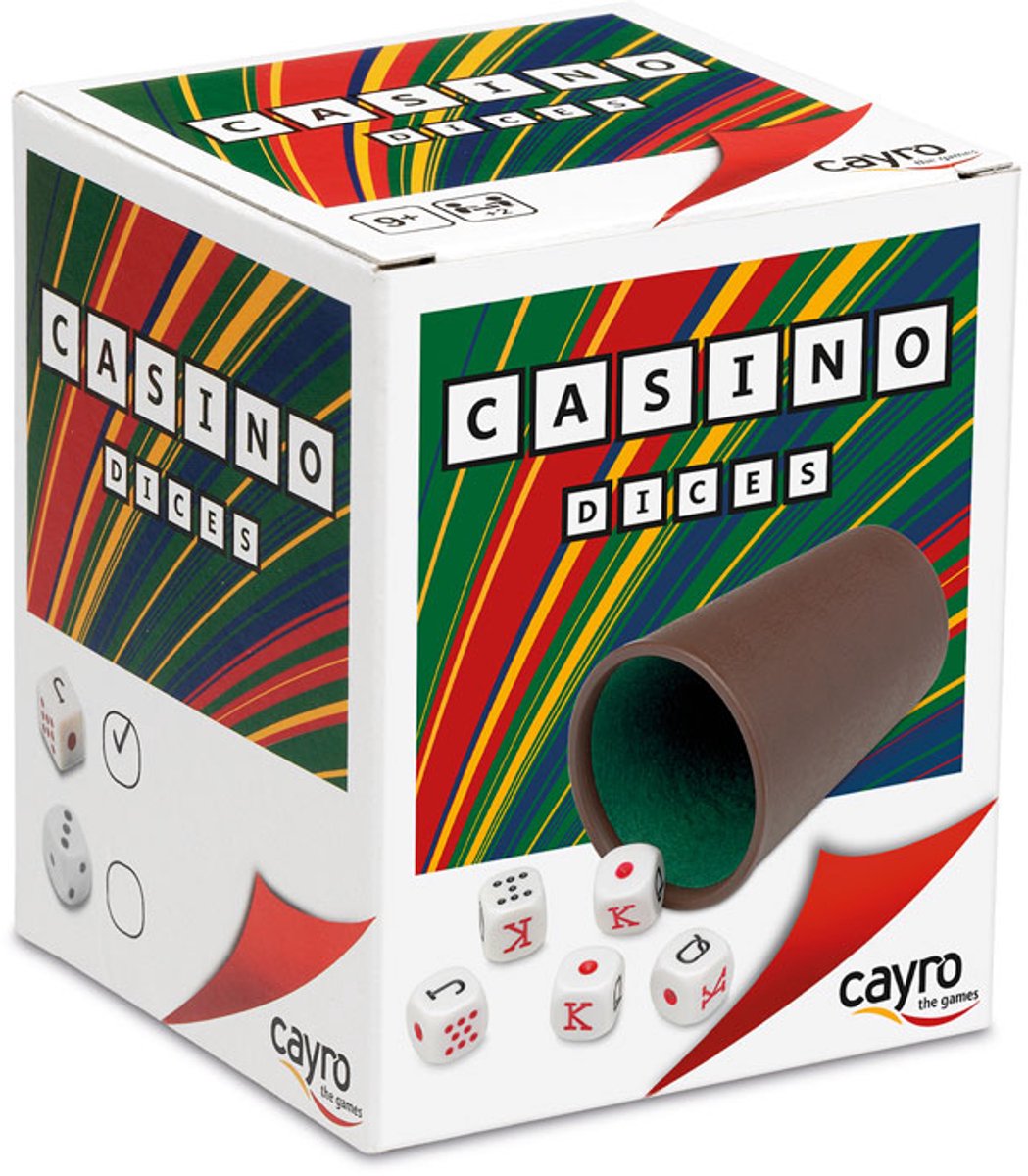 Cayro Dobbelbeker Gevoerd met 5 Pokerdobbelstenen - Kunststof Beker met Vilten Binnenzijde - Klassiek Kaart- en Gokspel - 2-8 Spelers - Vanaf 9 Jaar - Cayro Collection