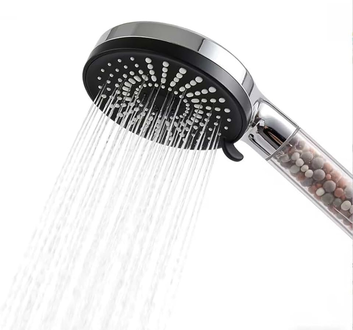 Douchekop Hard Water Filter en Slang Set 1.5m Hoge druk Grote Pane | Met 5 sproeimodi voor lage waterdruk, anti-kalkaanslag siliconen sproeiers, universele G1/2" aansluiting