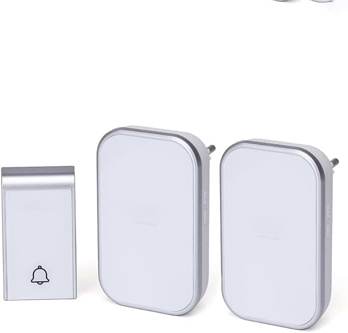 Digitale deurbel, wit en zilver, eenvoudige installatie, akoestische waarschuwingen, ideaal voor het verbeteren van de communicatie thuis.