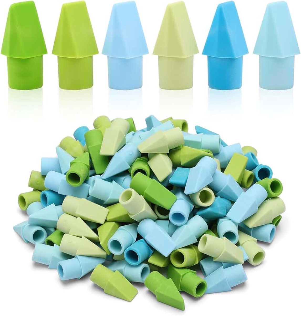 Gummen voor Kinderen Bulk, Kleine Toppers, Potlood Cap Leuke Gummen Set School Klas Benodigdheden voor Leraren, 6 Koude Kleuren