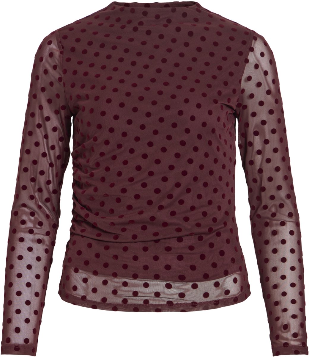 Vila Top Virikke L/s Funnel Neck Top Noos 14114995 Port Royale/flock Dot Dames Maat - XS