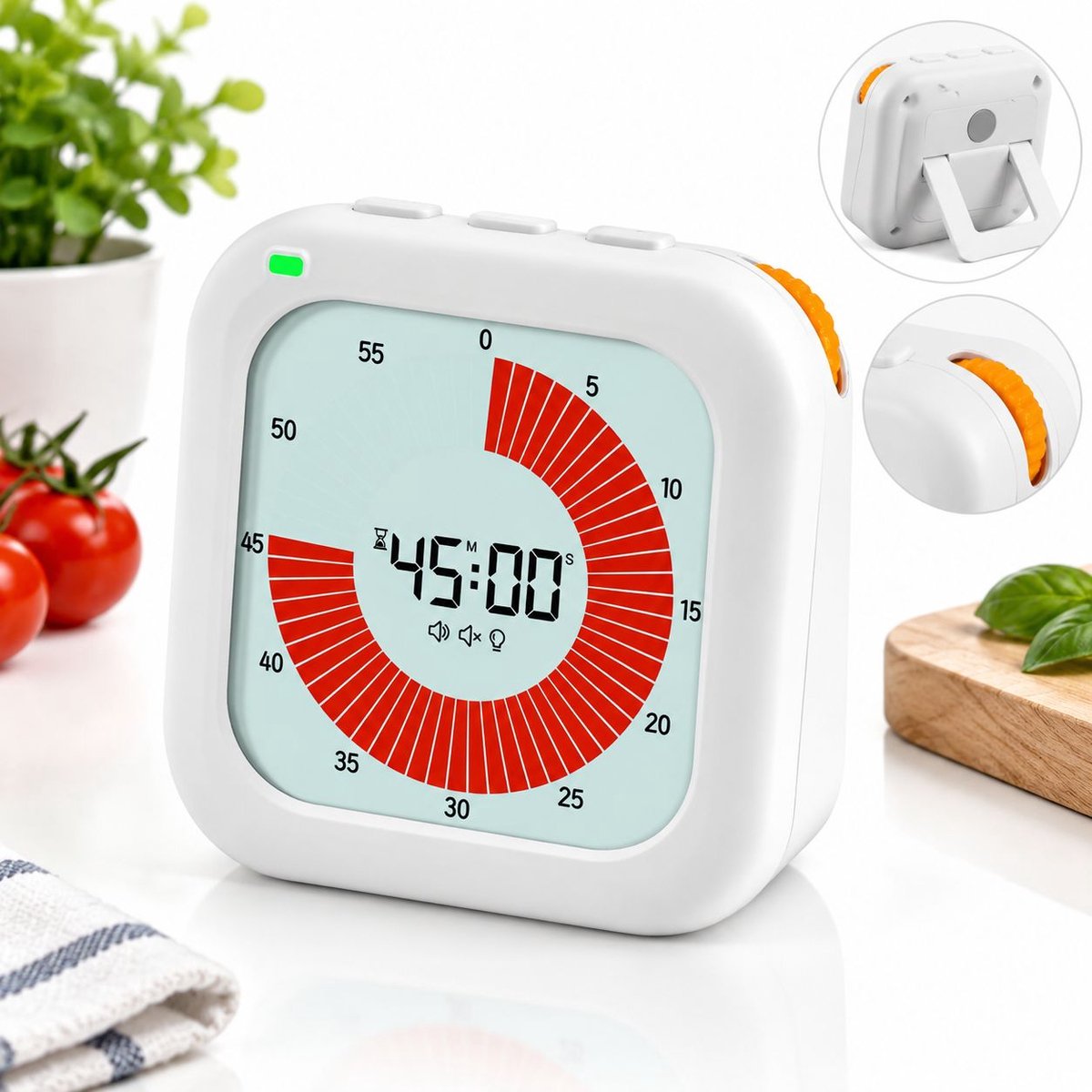 VHV - Pomodoro timer voor kinderen en Volwassenen - Kookwekker digitaal - Akoestische en lichtgevende herinnering
