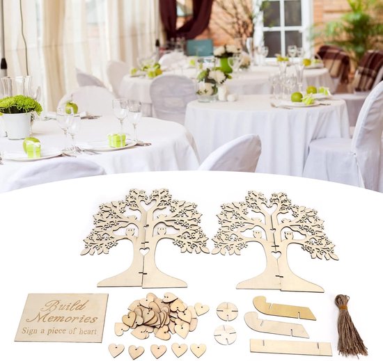 Gastenboek, Wood Desired Tree Handgemaakte Handwerk, Persoonlijk Handtekeningbord voor Bruiloften, Feesten, Verjaardagen — afbeelding 3