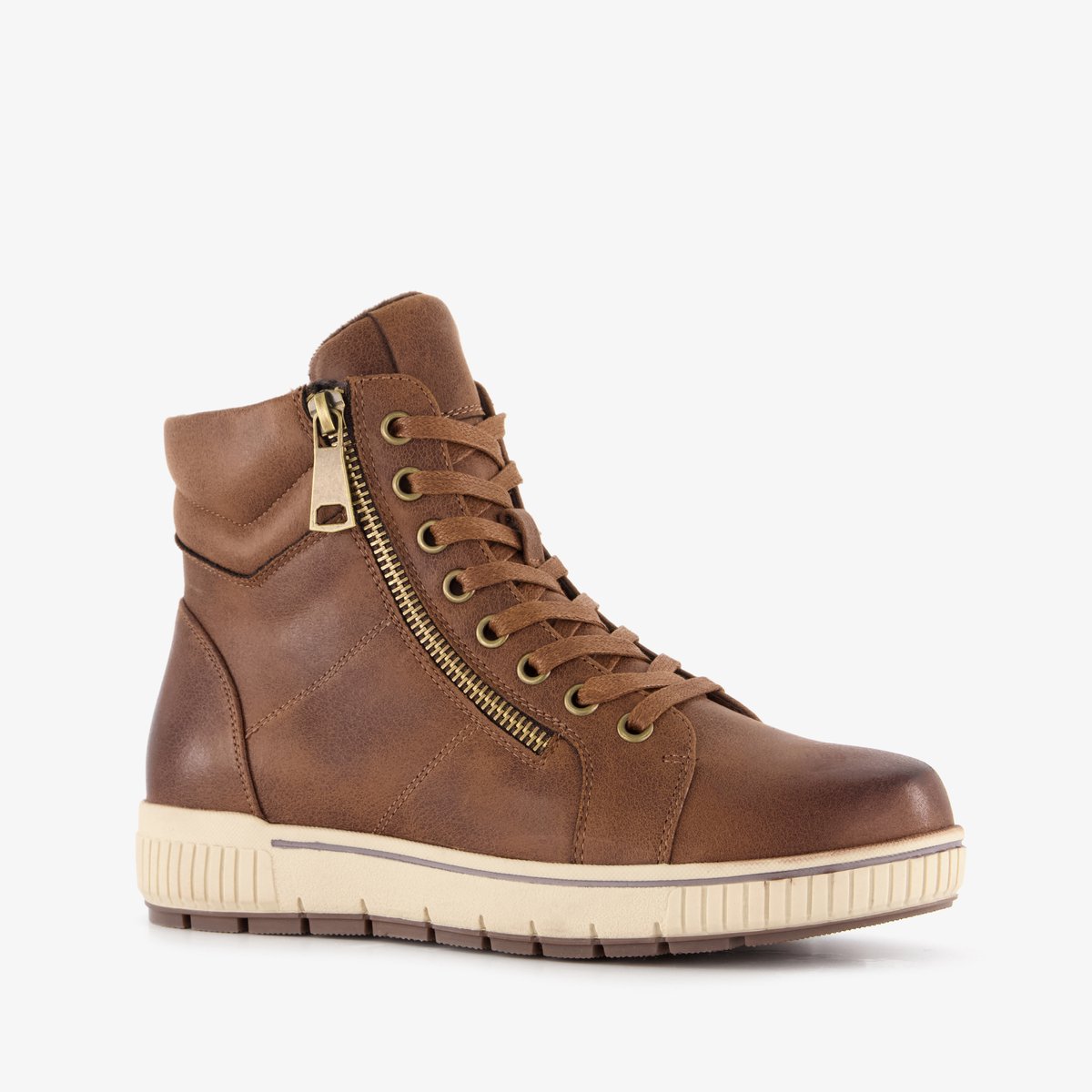 Natuform hoge dames sneakers cognac - Maat 36 - Uitneembare zool