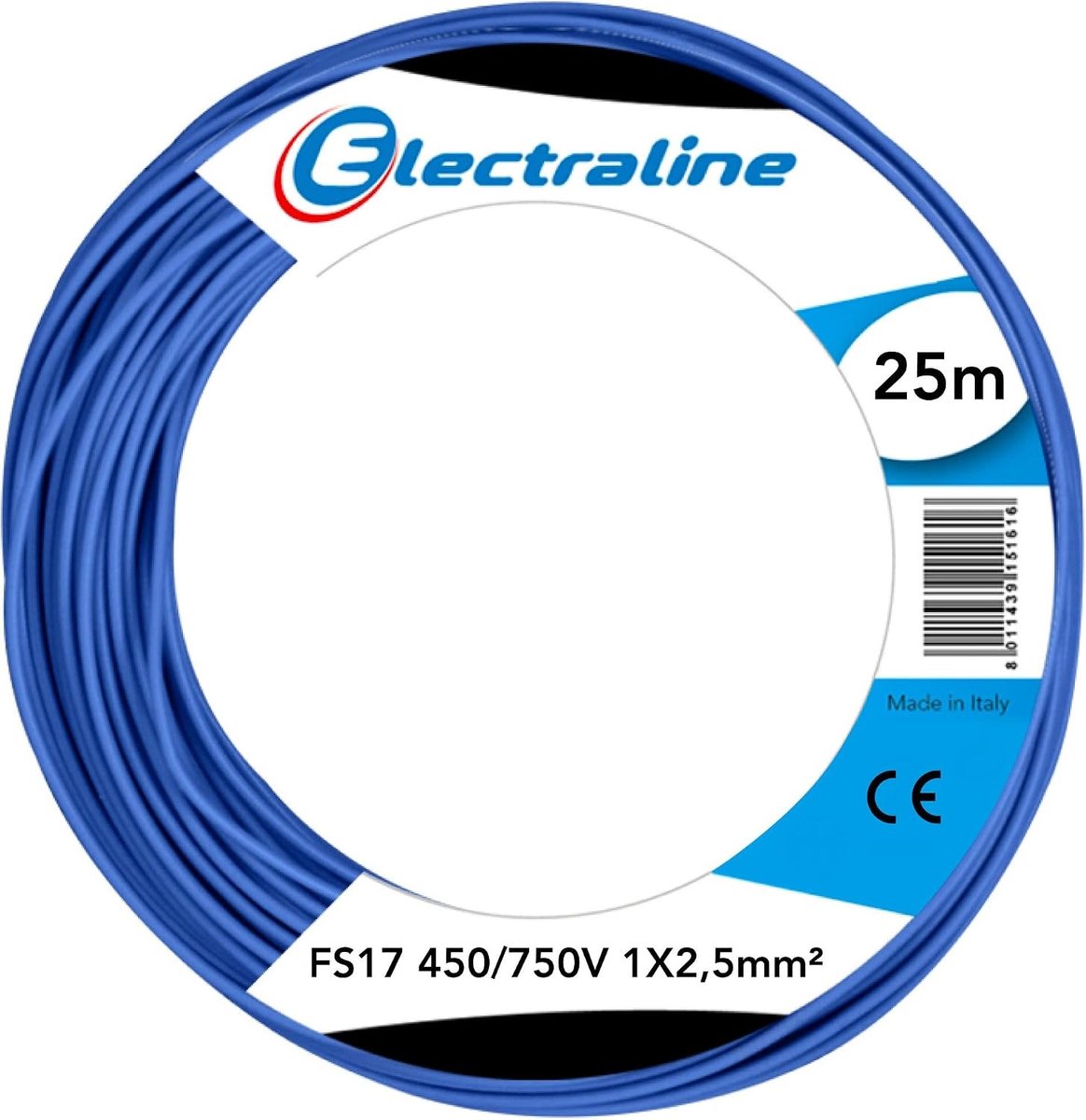 Elektriciteitsdraad - Blauw - 1 x 2,5 mm² - Aderkabel voor Installaties - Voor Elektrische Leidingen