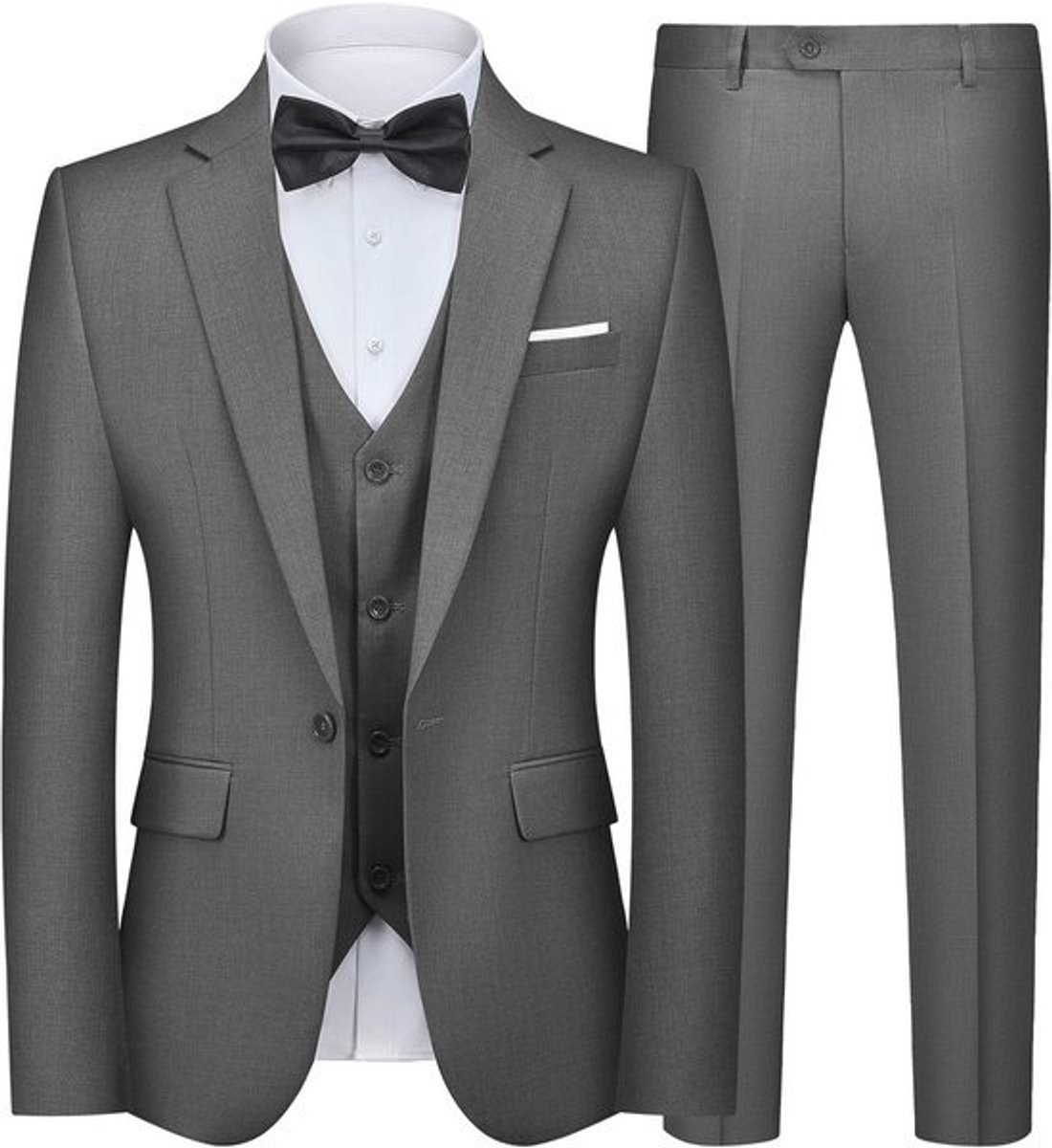 Heren 3-delig Slim Fit Smoking Pak met Blazer, Vest en Broek