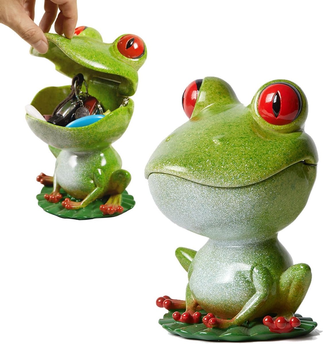 Dish Cookie Jar Kikker Beeldje Sculptuur Moderne Decor Geschenken Polyresin Standbeeld Groen 8 inch