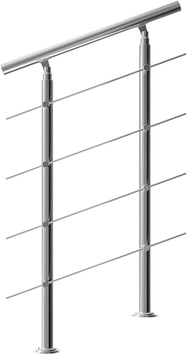 Trapleuning edelstaal – 80 cm met 4 horizontale spijlen – balustrade