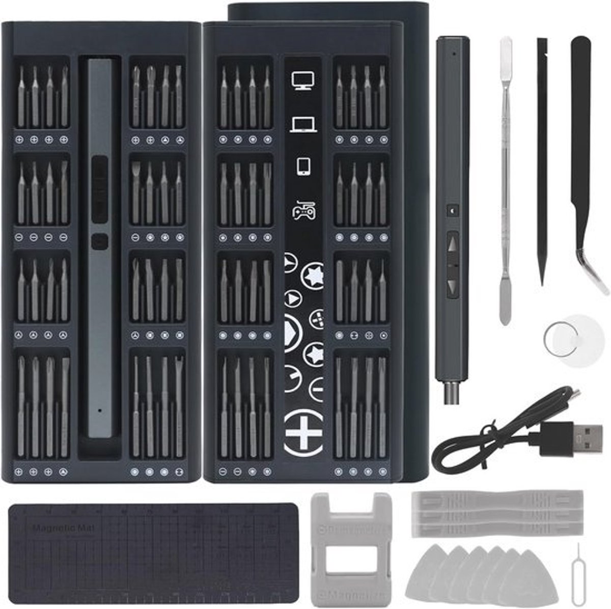 Oplaadbare Mini Precisie Elektrische Schroevendraaier 82-in-1 met 64 Magnetische Bits voor Reparaties