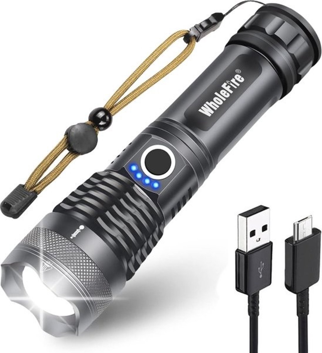 Superheldere LED-zaklamp 10000 lumen - Oplaadbaar, Waterdicht en Duurzaam voor Buitenactiviteiten