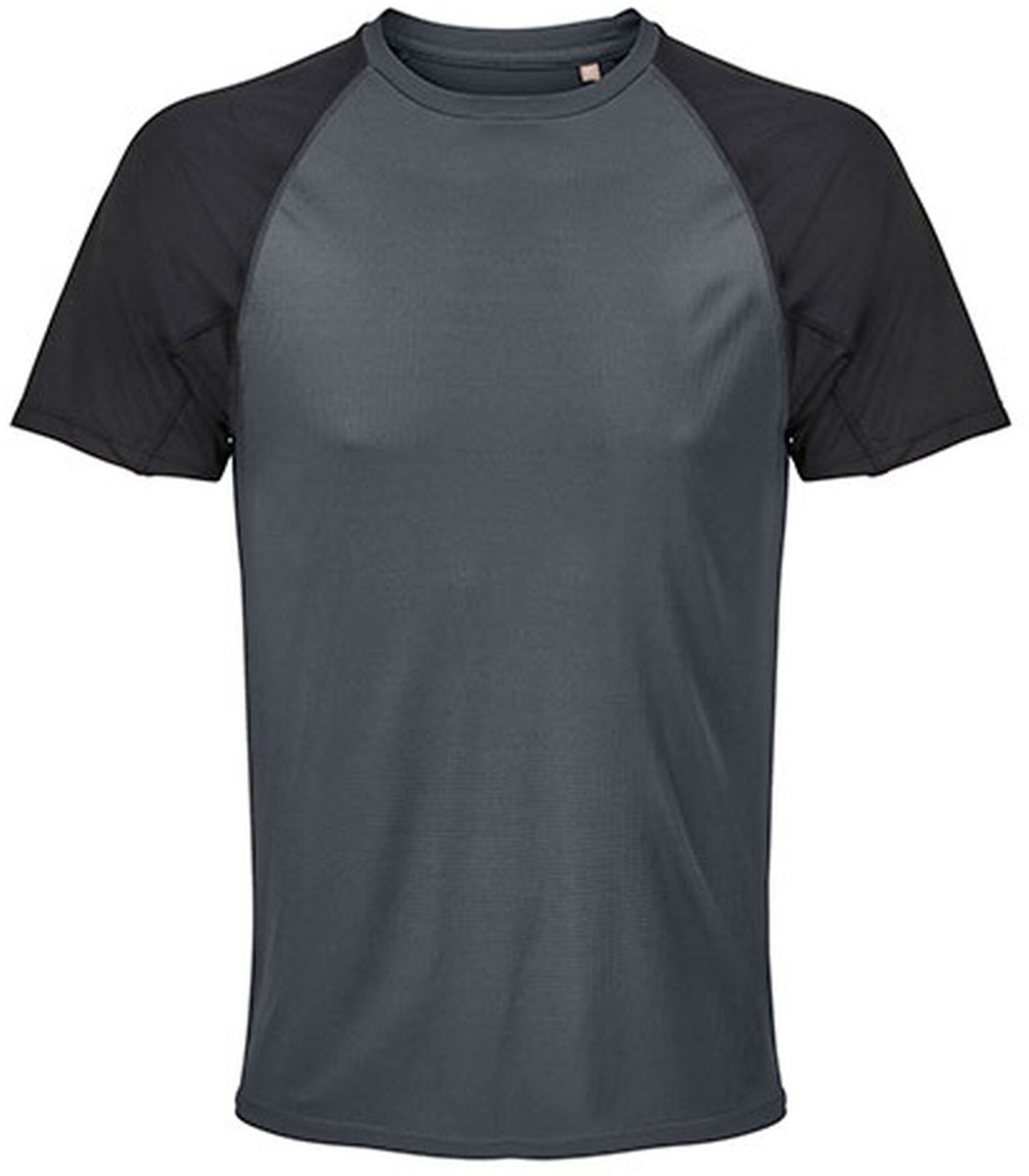 SOL'S Men´s Raglan Sleeve T-Shirt Vortex L04787 - Black/Charcoal Grey (Solid) - XS