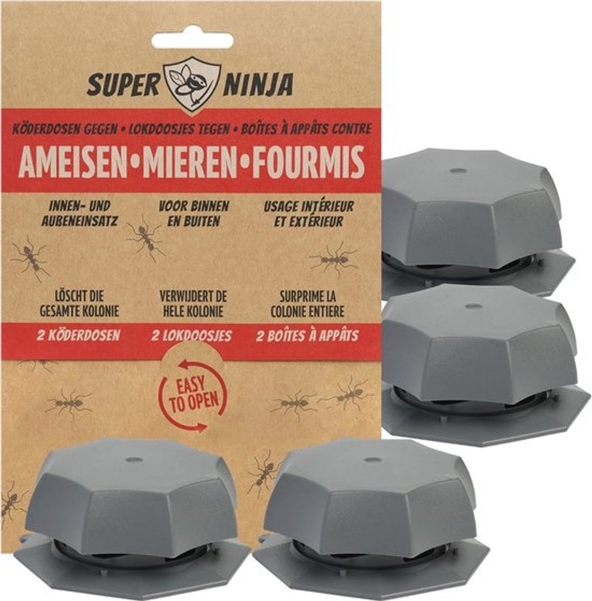 Effectieve Mierenlokdoosjes voor Binnen en Buiten - 4-Pack - Verwijder de Hele Mierenkolonie - Makkelijk in Gebruik