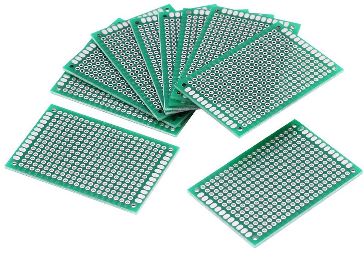 10 Stuks Eurokaart 4x6 cm Dubbelzijdig Prototyping PCB - Universele Gatenkaart voor Solderen, DIY Elektronica & Componenten