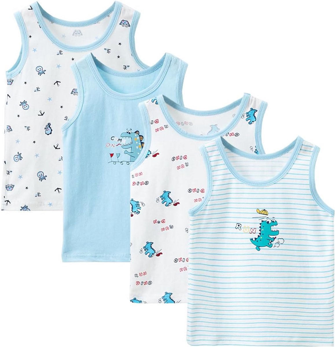 ronde hals vesten ondergoed, mouwloos ademend T-shirt, zachte katoenen tanktops voor kinderen, effen witte of bedrukte onderhemden voor 2-10 jaar