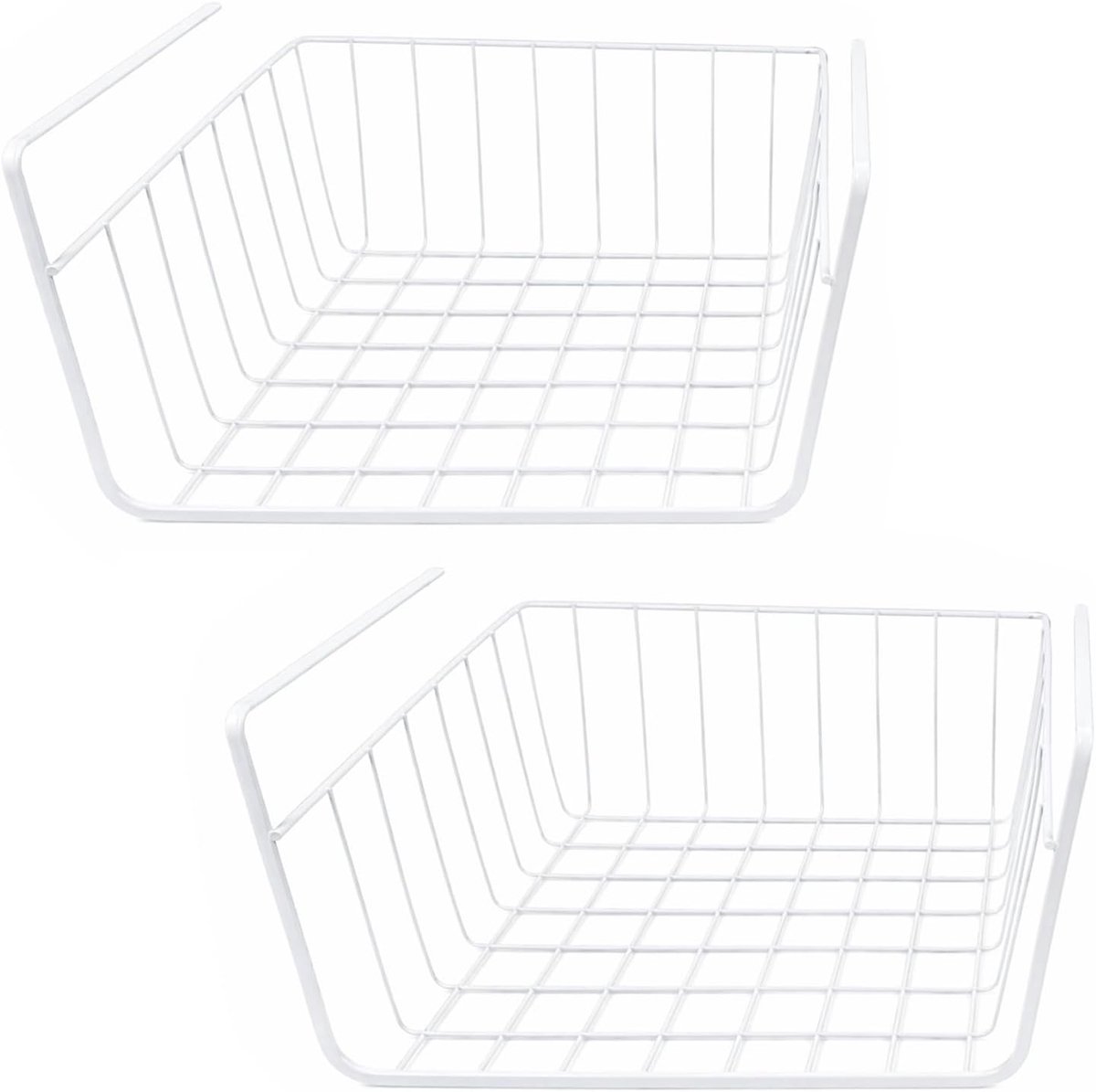 2 x opbergmanden van draad om onder de plank op te hangen, voor keuken, kantoor, eetkamer, badkamer, kast