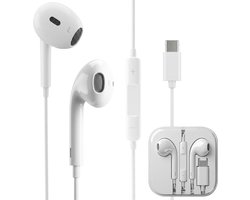 Nuvance Oortjes met Draad - Bedrade Oordopjes - USB-C Oortjes - Oordopjes met Draad en Microfoon - In-Ear Oordopjes - Wit