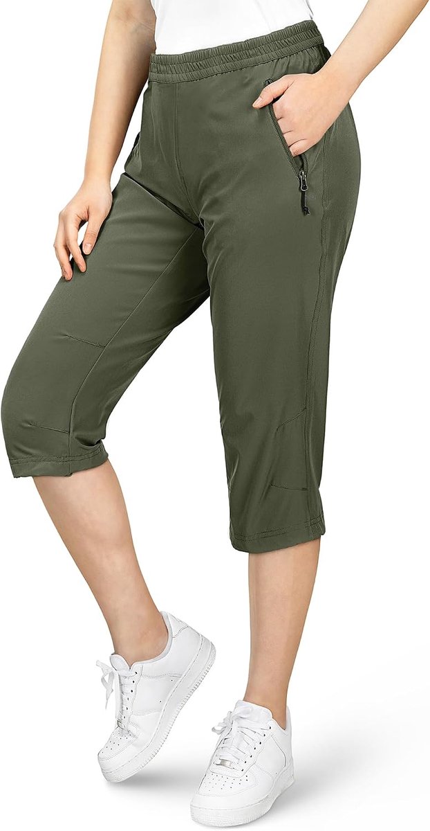 33,000ft Dames 3/4 broek capri wandelbroek stretch lichte fietsbroek zakken zomer outdoor golfbroek