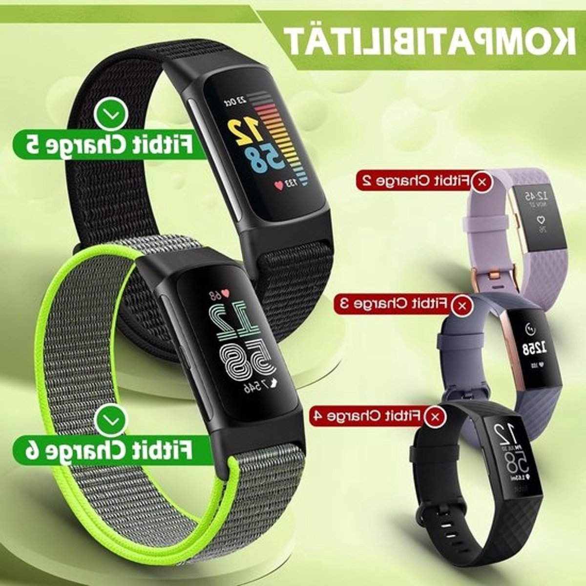 Verstelbare en ademende nylon sportband voor Fitbit Charge 5 - vervangband voor fitness tracker thumbnail 3