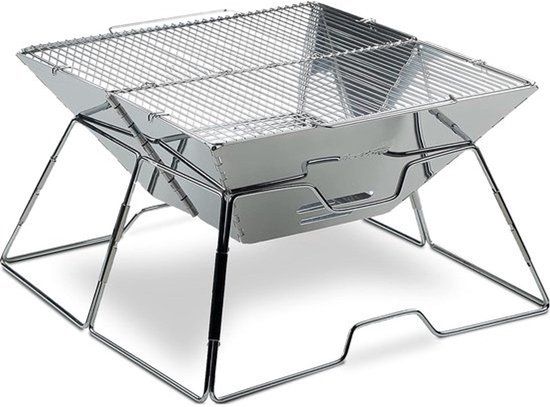 Draagbare Houtskoolgrill - Inklapbare Campinggrill voor Tuinfeesten en BBQ - Roestvrij Staal — afbeelding 3