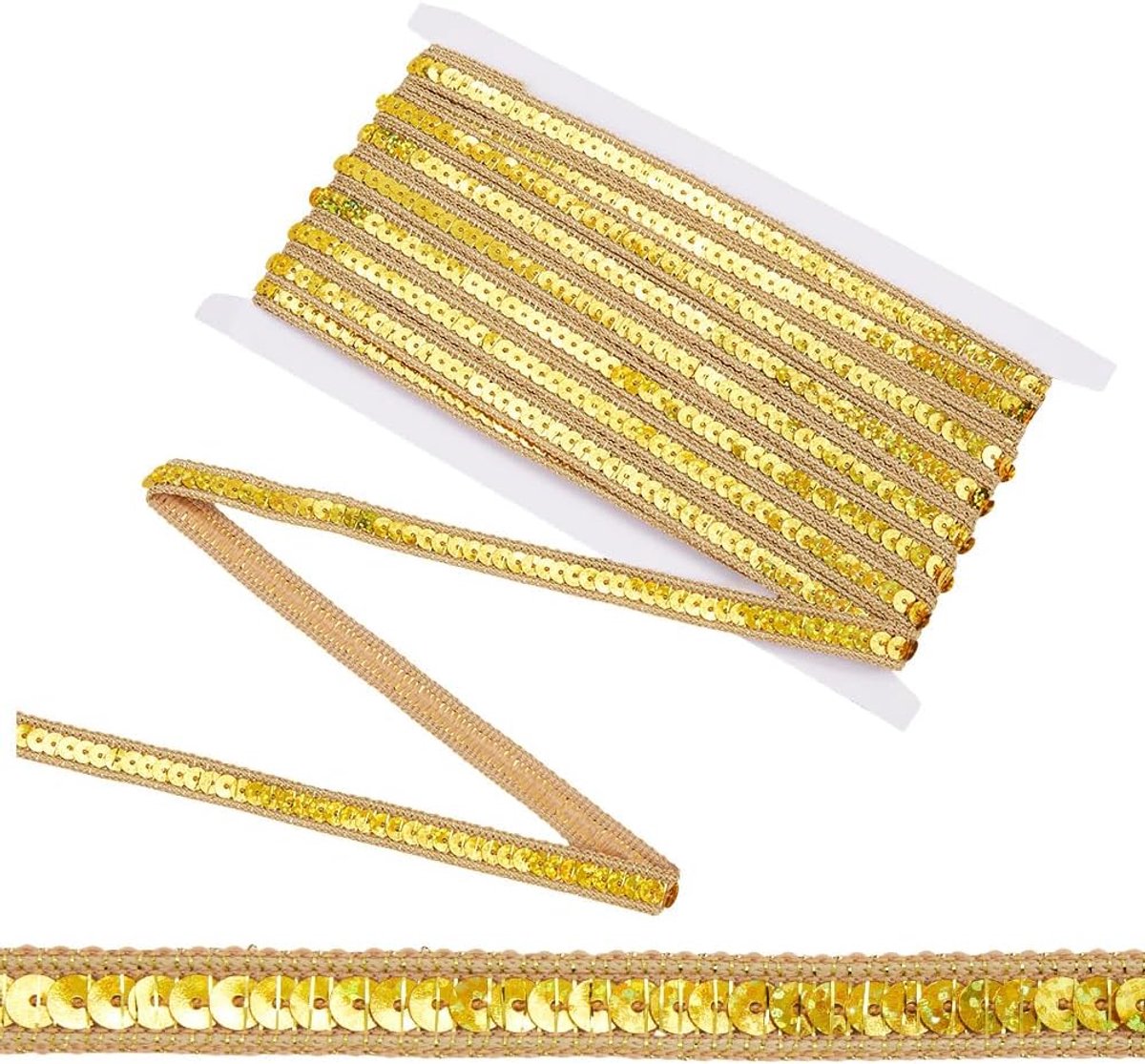 Pailletten strepen met één rij gevlochten versieringen rollen elastische pailletten platte linten met glitter, voor feestkostuumdecoratie Emba
