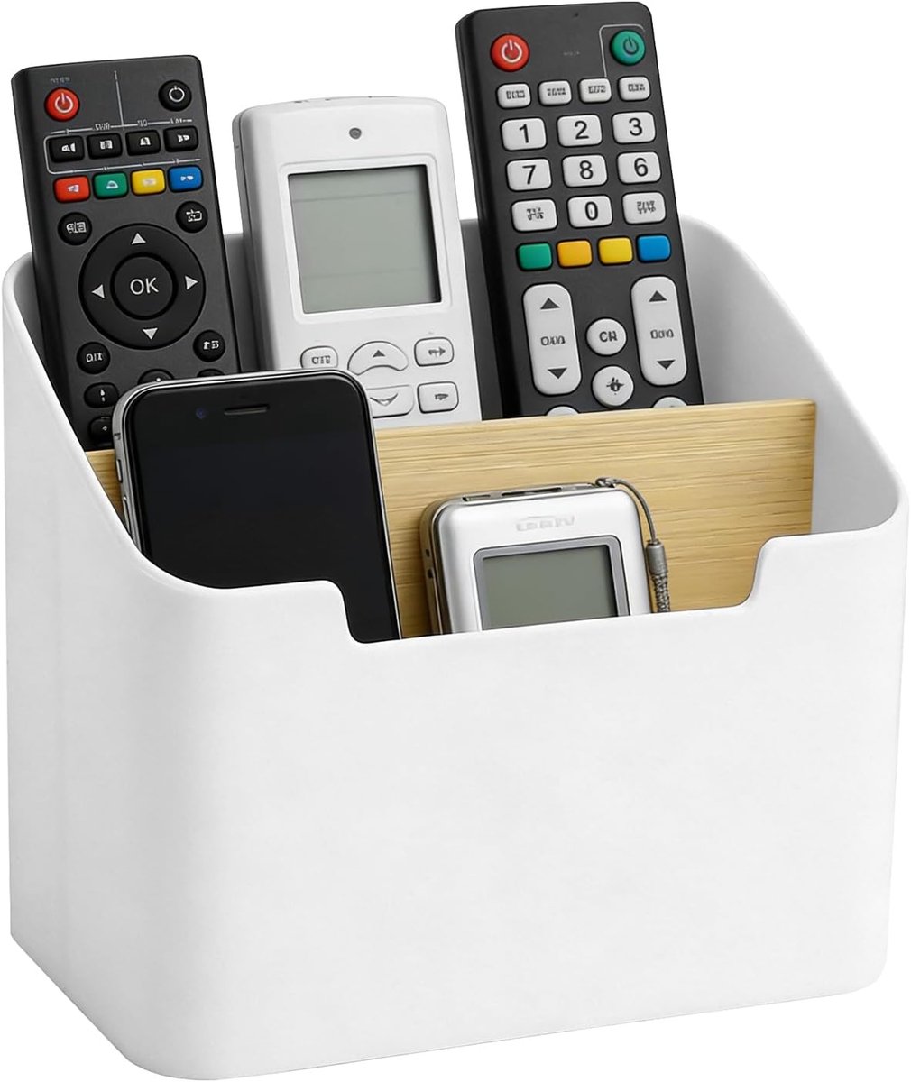 Houder, Bureau-organizer met Vakken van Hout, Groot, Desktoporganizer, Schrijfwaren Opbergdoos voor Thuiskantoor, Wit