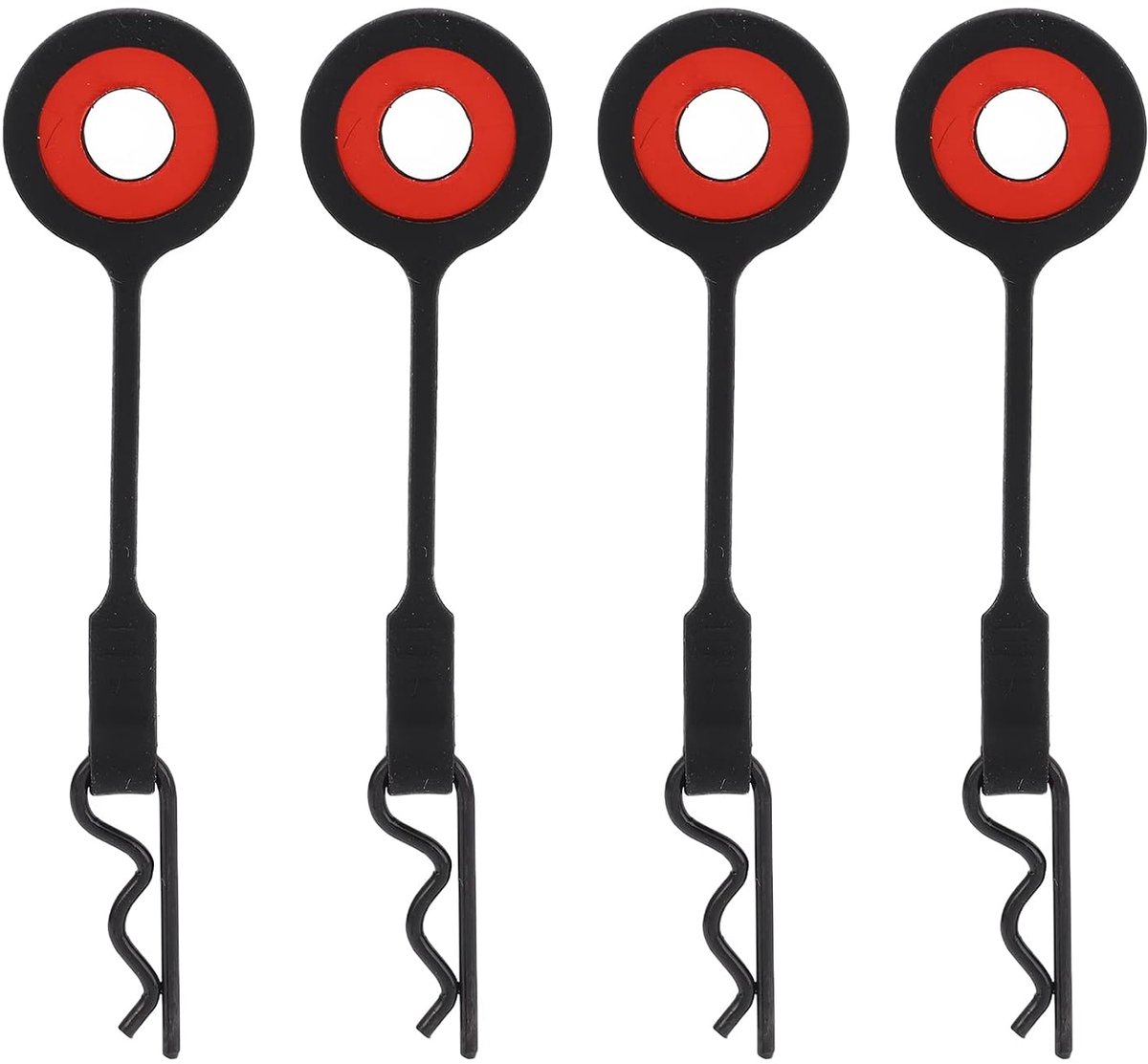 4 STKS RC Body Clips Pins RC Auto-onderdelen, RC Auto Shell Body Vaste Clips Retainer Siliconen Metaal Universeel voor 1/10 Model Auto (Red Black)