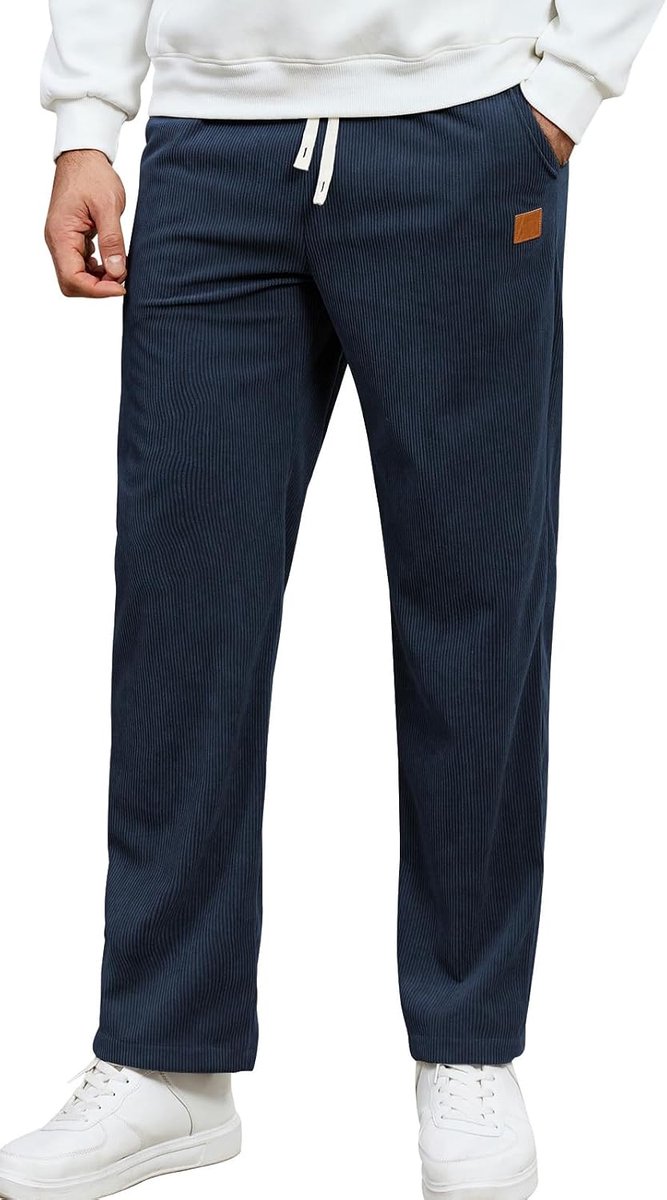 broek voor heren, casual, los, met elastische zakken met trekkoord, licht